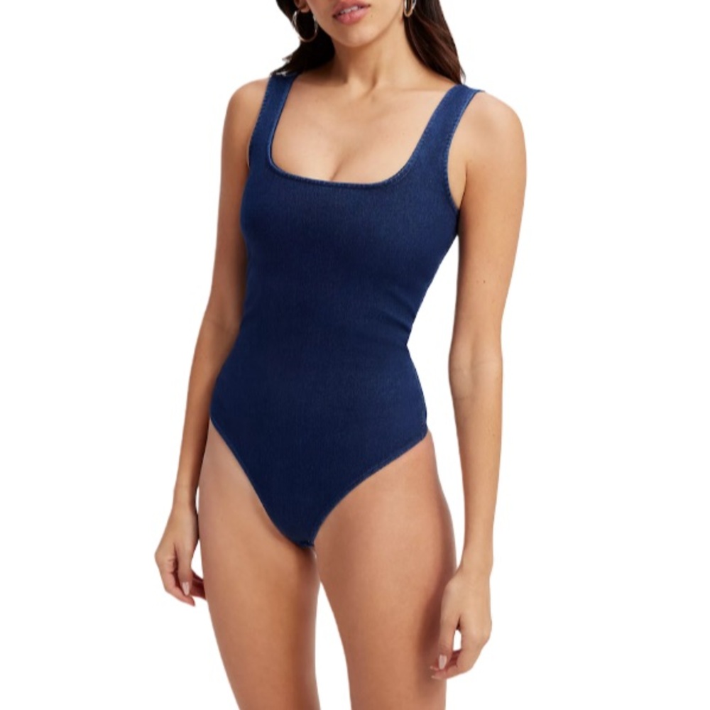 Good American Denim Style Tank Bodysuit Indigo XL NWT
